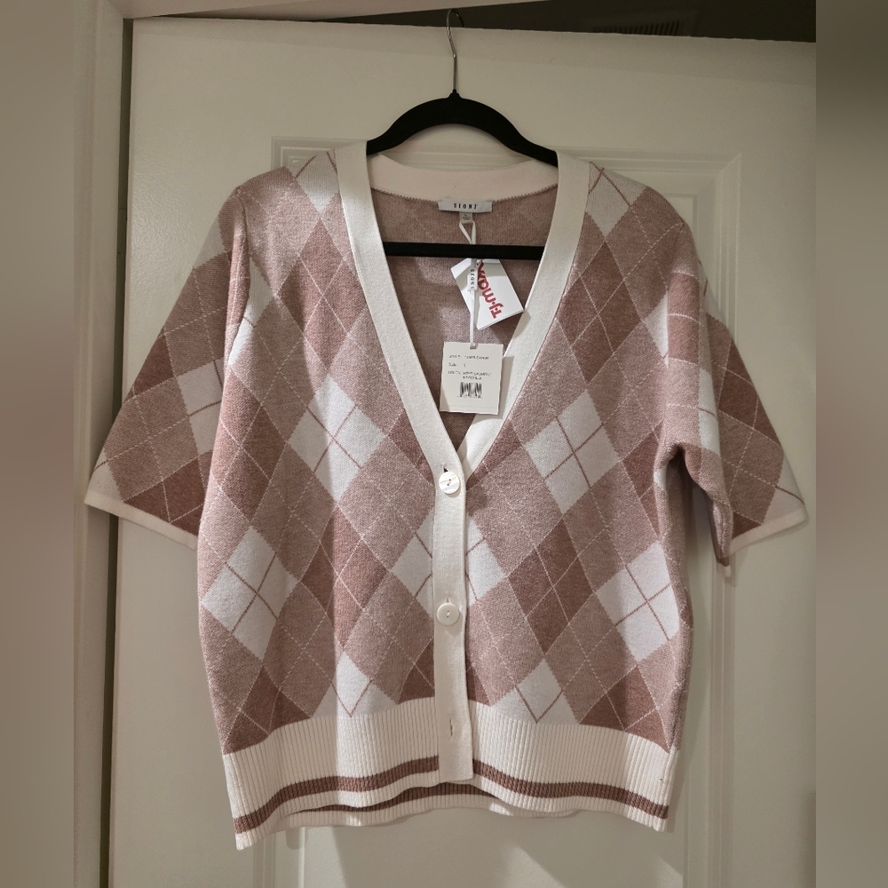 Women's Sioni Heather Salmon/Eggshell Argyle Sweater